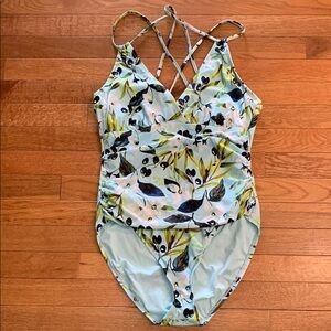 La Blanca Size 12 Tropical Blue  One Piece Swimsuit
